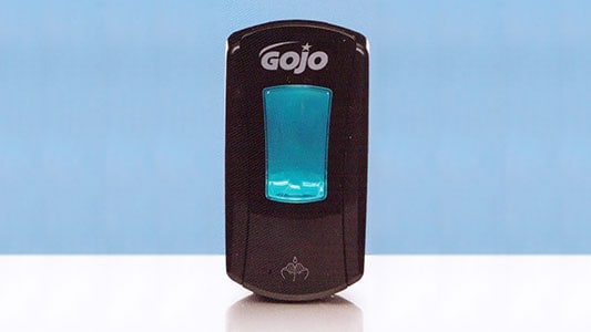A touch-free soap dispenser